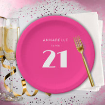 Modern 21st Twenty One Hot Roze Verjaardagsfeest