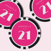 Modern 21st Twenty One Hot Roze Verjaardagsfeest Poker Chips
