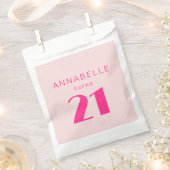 Modern 21st Twenty One Roze Verjaardagsfeest Bedankzakje (Geknipt)