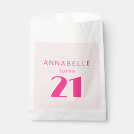 Modern 21st Twenty One Roze Verjaardagsfeest Bedankzakje