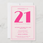 Modern 21st Twenty One Roze Verjaardagsfeest Kaart (Voorkant)