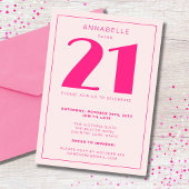 Modern 21st Twenty One Roze Verjaardagsfeest Kaart