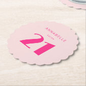 Modern 21st Twenty One Roze Verjaardagsfeest Kartonnen Onderzetters (Gekanteld)