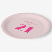Modern 21st Twenty One Roze Verjaardagsfeest Papieren Bordje (Gekanteld)