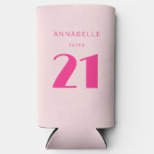 Modern 21st Twenty One Roze Verjaardagsfeest Seltzer Blikjeskoeler (Voorkant)