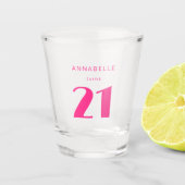 Modern 21st Twenty One Roze Verjaardagsfeest Shot Glas (Voorkant)