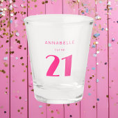 Modern 21st Twenty One Roze Verjaardagsfeest Shot Glas