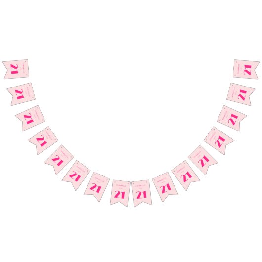 Modern 21st Twenty One Roze Verjaardagsfeest Vlaggetjes (Alle)