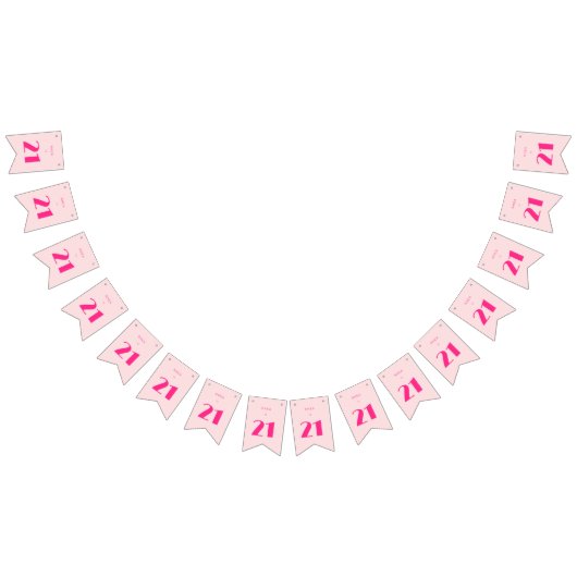 Modern 21st Twenty One Roze Verjaardagsfeest Vlaggetjes (Alle)