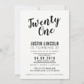 MODERN 21ST verjaardagsfeest UITNODIGEN effen zwar Kaart (Voorkant)