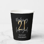 modern , 21ste verjaardag , zwart en goud papieren bekers (Achterkant)