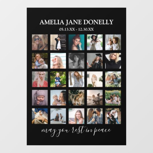 Modern 25 Photo Collage Memorial Raamsticker (Vel)