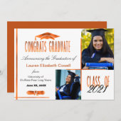 Modern 2 Aankondiging van Oranje en wit Afstudeerd (Voorkant / Achterkant)