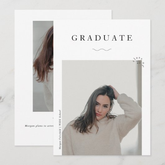 Modern 2 Afstuderen voor foto's zwart-wit Aankondiging (Voorkant / Achterkant)