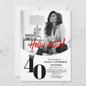 Modern 2 Foto 40e Verjaardag Wit Zwart Kaart (Voorkant)