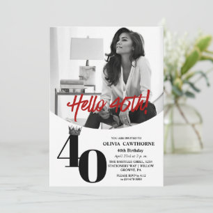 Modern 2 foto 40e verjaardag wit zwart kaart