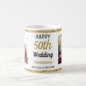 Modern 2 foto 50e gouden Jubileum Glitter Namen Koffiemok (Center)