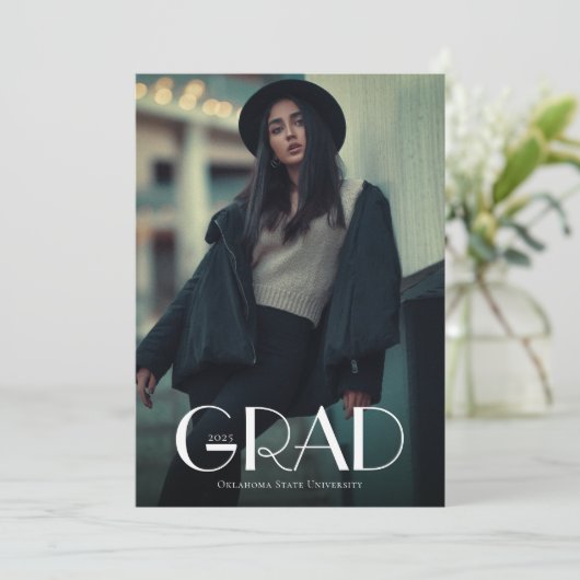 Modern 2 Foto Afstuderen Aankondiging (Staand voorkant)