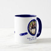Modern 2-Foto & Afstuderen Diploma & Pet op Blauw Mok (Voorkant rechts)