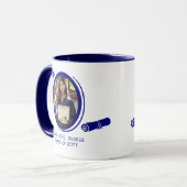 Modern 2-Foto & Afstuderen Diploma & Pet op Blauw Mok (Voorkant links)