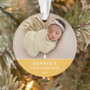 Modern 2 Foto Baby's Eerste Kerstmis Acryl Ornament