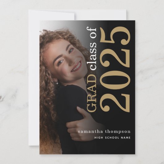 Modern 2 foto Black Gold 2023 Afstuderen Aankondiging (Voorkant)