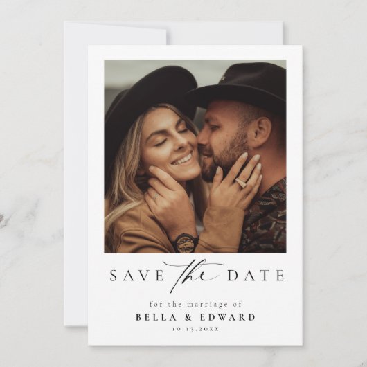 Modern 2 Foto Bruiloft Save the Date (Voorkant)