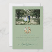 Modern 2 foto dinosaurus thema bruiloft salie groe bedankkaart (Achterkant)