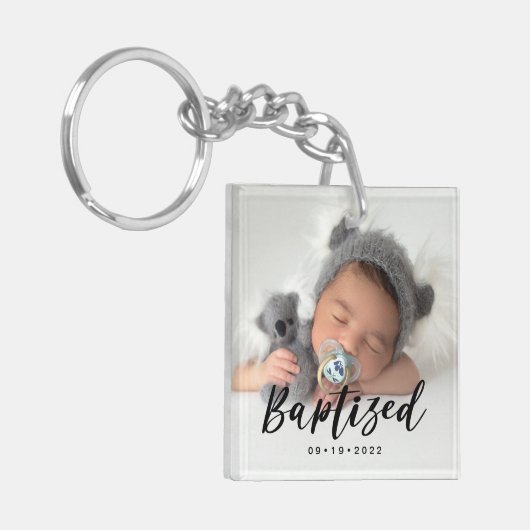 Modern 2 Foto gebaptized Sleutelhanger (Voorkant Links)