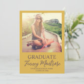 Modern 2 foto geel bruin Afstudeerder aankondiging (Staand voorkant)