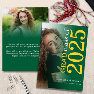 Modern 2 foto Geel Groen 2025 Afstuderen Aankondiging