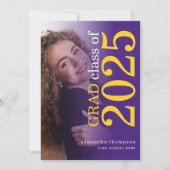 Modern 2 foto Geel Paarse 2025 Afstuderen Aankondiging (Voorkant)