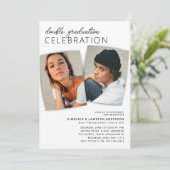 Modern 2 foto gezamenlijke afstudeerfeest kaart (Staand voorkant)