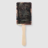 Modern 2-foto handgeschreven script begrafenisprog handwaaier (Achterkant)