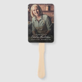 Modern 2-foto handgeschreven script begrafenisprog handwaaier (Voorkant)