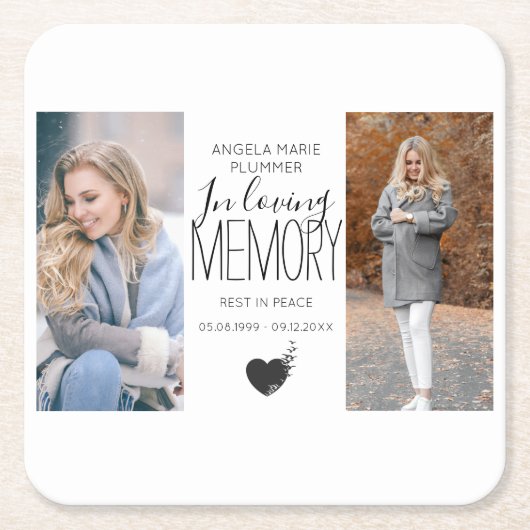 Modern 2 foto in het liefdevol geheugendistributie kartonnen onderzetters (Voorkant)