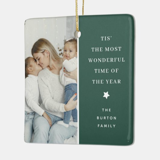 Modern 2 Foto Keepsake Kerstcadeau Keramisch Ornament (Links)