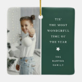 Modern 2 Foto Keepsake Kerstcadeau Keramisch Ornament (Achterkant)