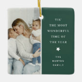 Modern 2 Foto Keepsake Kerstcadeau Keramisch Ornament (Voorkant)