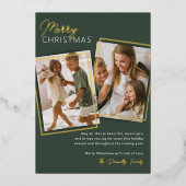 Modern 2 Foto Kerstmis Folie Feestdagenkaart (Voorkant)