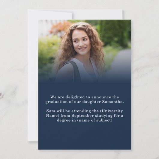 Modern 2 foto Navy Gold 2025 Afstuderen Aankondiging (Achterkant)