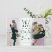 Modern 2 foto-paar save the date (Staand voorkant)