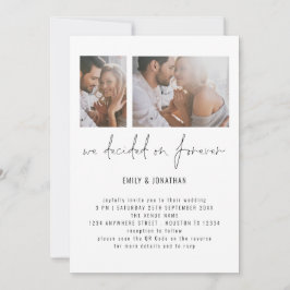 Modern 2 Foto QR Code Romantic Wedding Kaart