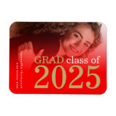 Modern 2 foto Red Gold 2025 Afstuderen Aankondigin Magneet (Horizontaal)