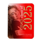 Modern 2 foto Red Gold 2025 Afstuderen Aankondigin Magneet (Verticaal)