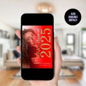 Modern 2 foto Rood Goud 2025 Afstuderen Aankondiging