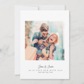 Modern 2 foto script zwart-wit bruiloft save the date (Voorkant)