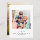 Modern 2 foto script zwart-wit bruiloft save the date (Voorkant / Achterkant)