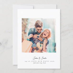 Modern 2 foto script zwart-wit bruiloft save the date