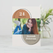 Modern 2 Foto Universiteit Pumpkin Taupe Aankondiging (Staand voorkant)